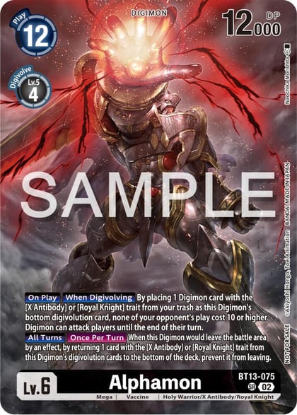 Alphamon (Pre-Release Tournament Participation Card), Secret Crisis Pre-Release Cards BT13-075 SR