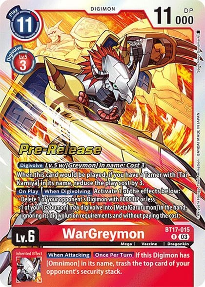 WarGreymon, Secret Crisis Pre-Release Cards BT17-015 R