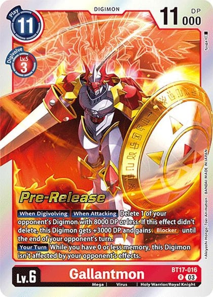 Gallantmon, Secret Crisis Pre-Release Cards BT17-016 R