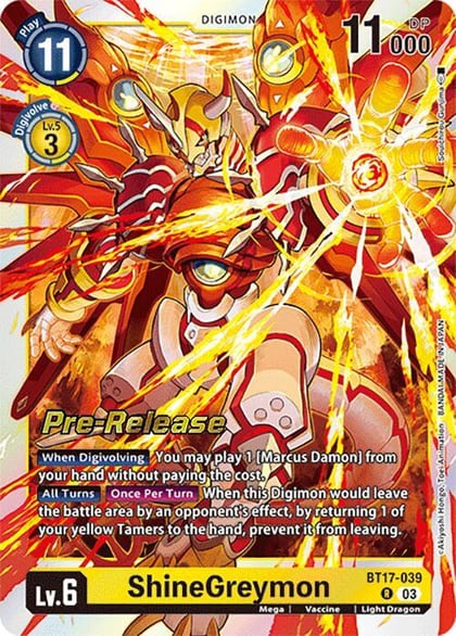 ShineGreymon, Secret Crisis Pre-Release Cards BT17-039 R