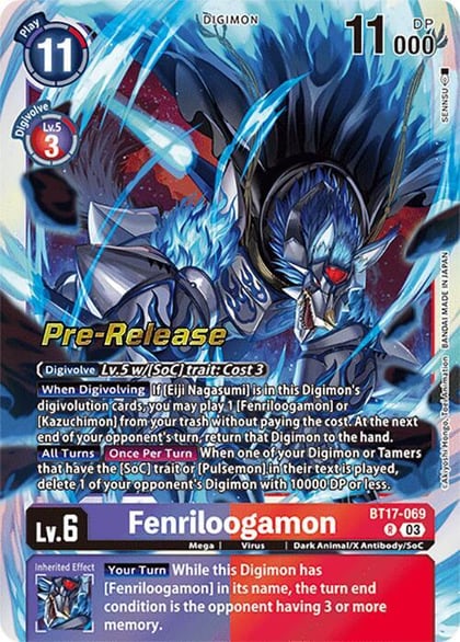 Fenriloogamon, Secret Crisis Pre-Release Cards BT17-069 R