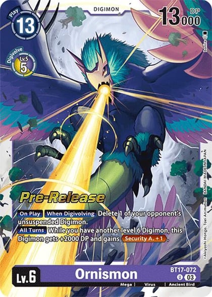 Ornismon, Secret Crisis Pre-Release Cards BT17-072 U