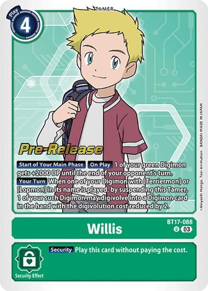 Willis, Secret Crisis Pre-Release Cards BT17-088 U