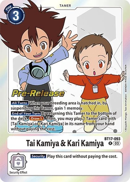 Tai Kamiya & Kari Kamiya, Secret Crisis Pre-Release Cards BT17-093 R