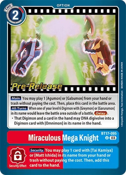 Miraculous Mega Knight, Secret Crisis Pre-Release Cards BT17-095 U