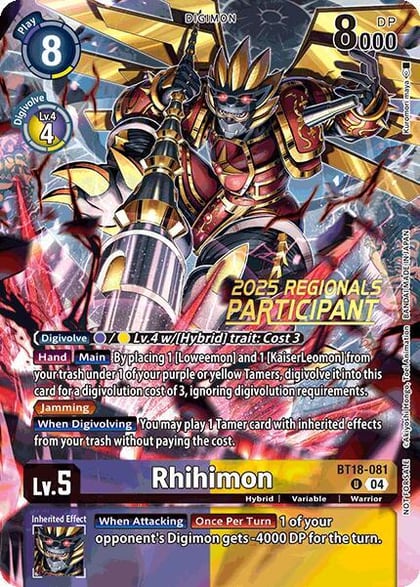 Rhihimon (2025 Regionals Participant), Release Special Booster 2.0 BT18-081 U