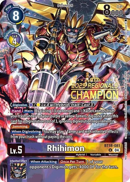 Rhihimon (2025 Regionals Champion), Release Special Booster 2.0 BT18-081 U