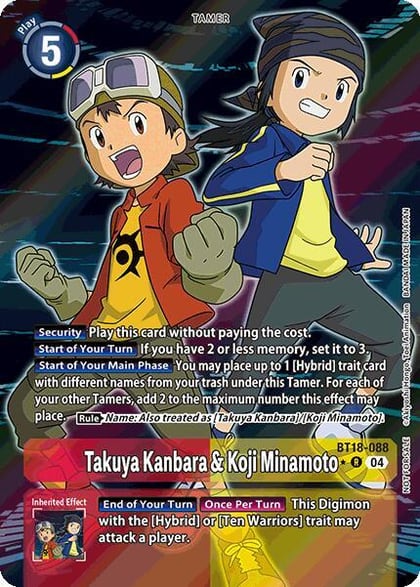 Takuya Kanbara & Koji Minamoto (Release Special Booster 2.0: Box Promotion Pack), Release Special Booster 2.0 BT18-088 R