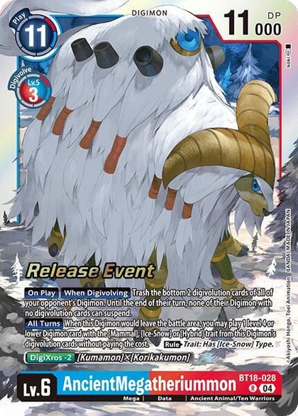 AncientMegatheriummon, Release Special Booster 2.0 Celebration Event Cards BT18-028 R