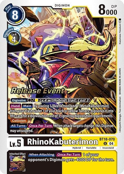 RhinoKabuterimon, Release Special Booster 2.0 Celebration Event Cards BT18-070 U