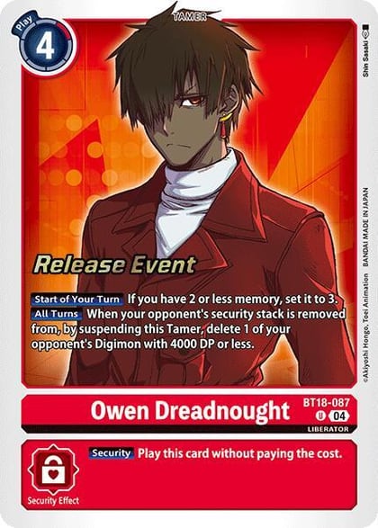 Owen Dreadnought, Release Special Booster 2.0 Celebration Event Cards BT18-087 U