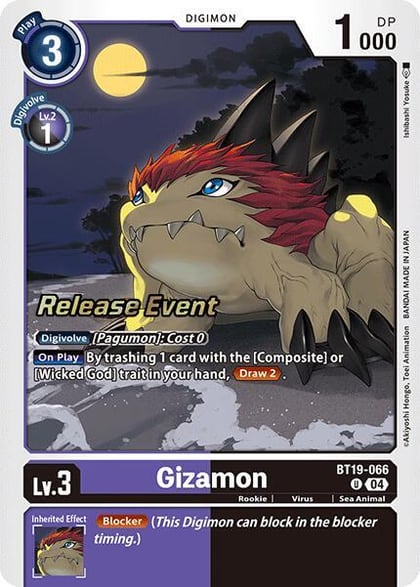 Gizamon, Release Special Booster 2.0 Celebration Event Cards BT19-066 U