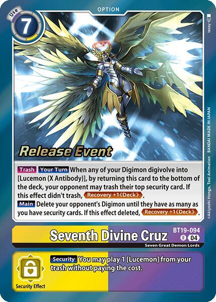 Seventh Divine Cruz, Release Special Booster 2.0 Celebration Event Cards BT19-094 R
