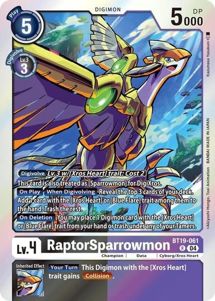 RaptorSparrowmon, Release Special Booster 2.5 BT19-061 R