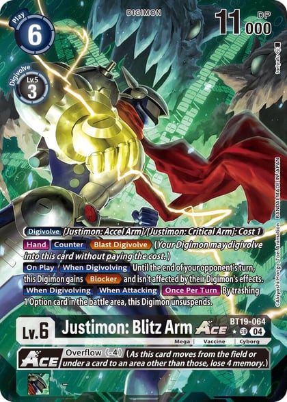 Justimon: Blitz Arm ACE (Alternate Art), Release Special Booster 2.5 BT19-064 SR