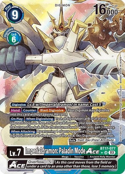 Imperialdramon: Paladin Mode ACE (World Convergence Release Event Winner), World Convergence Release Event Cards BT17-077 SR