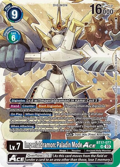 Imperialdramon: Paladin Mode ACE (World Convergence Release Event), World Convergence Release Event Cards BT17-077 SR
