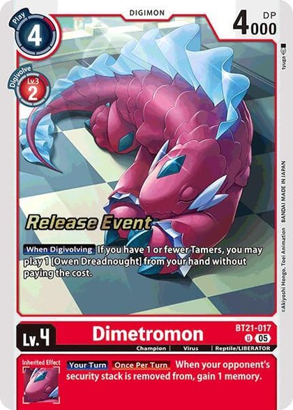 Dimetromon, World Convergence Release Event Cards BT21-017 U