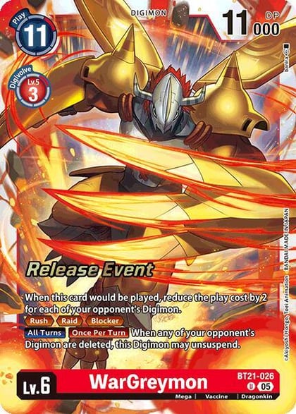 WarGreymon, World Convergence Release Event Cards BT21-026 U