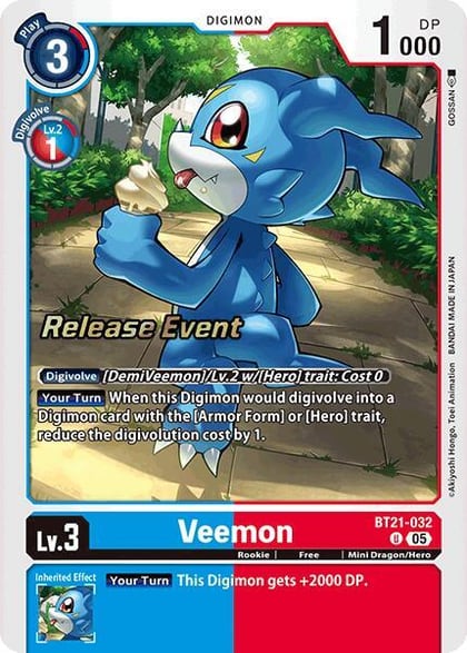 Veemon, World Convergence Release Event Cards BT21-032 U