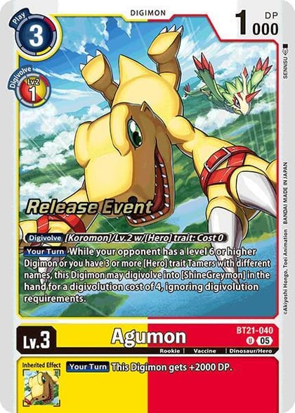 Agumon - BT21-040, World Convergence Release Event Cards BT21-040 U
