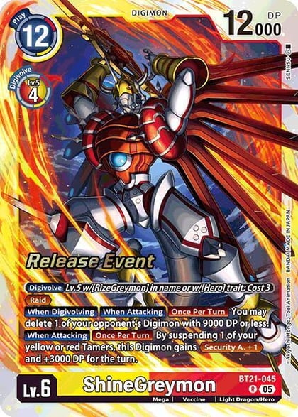 ShineGreymon, World Convergence Release Event Cards BT21-045 R