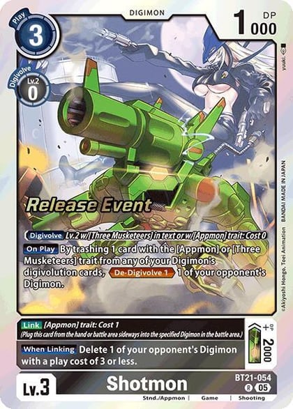 Shotmon, World Convergence Release Event Cards BT21-054 R