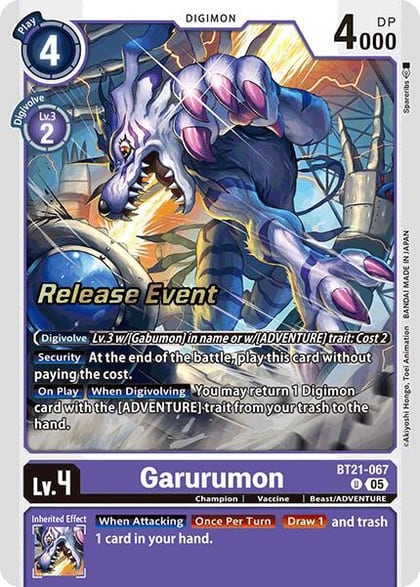 Garurumon, World Convergence Release Event Cards BT21-067 U