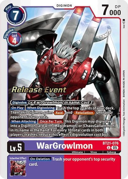 WarGrowlmon, World Convergence Release Event Cards BT21-076 U