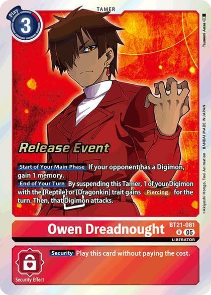 Owen Dreadnought, World Convergence Release Event Cards BT21-081 R