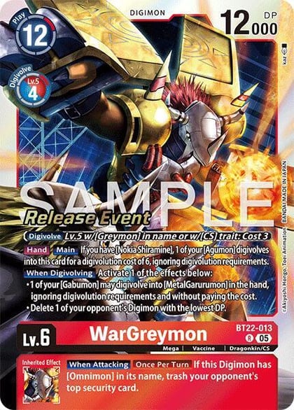 WarGreymon, Cyber Eden Release Event Cards BT22-013 R