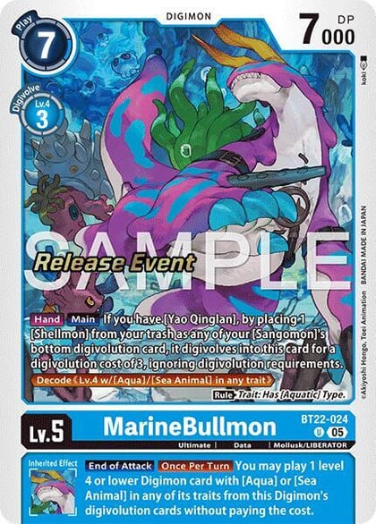 MarineBullmon, Cyber Eden Release Event Cards BT22-024 U