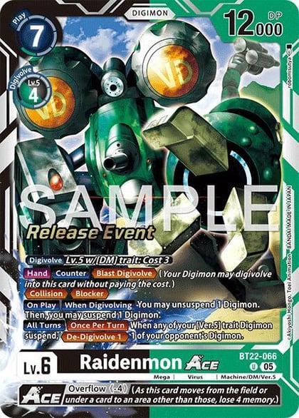 Raidenmon ACE, Cyber Eden Release Event Cards BT22-066 U