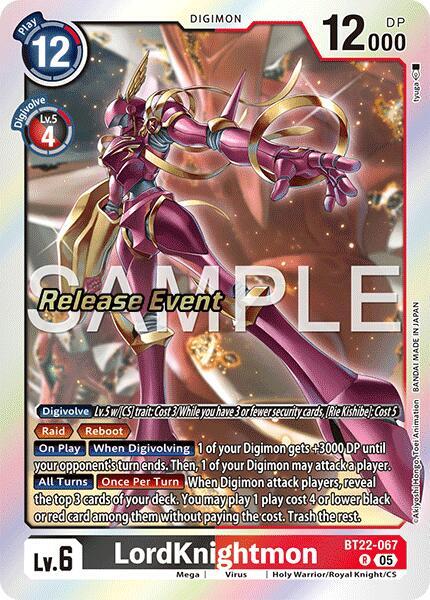 LordKnightmon, Cyber Eden Release Event Cards BT22-067 R