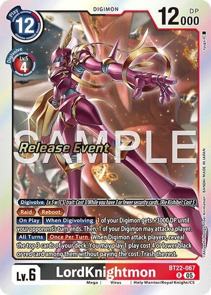 LordKnightmon, Cyber Eden Release Event Cards BT22-067 R