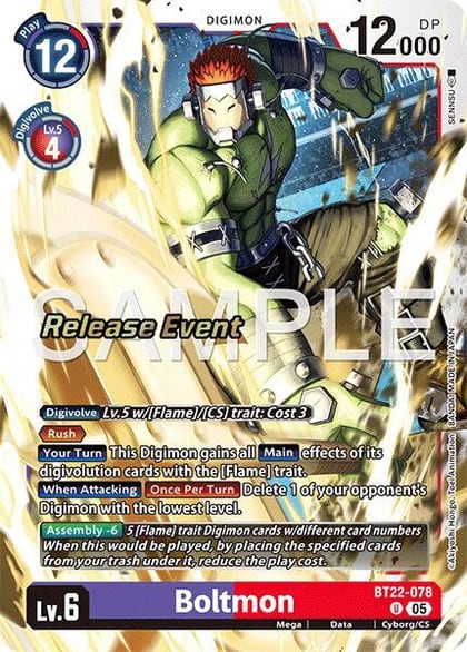 Boltmon, Cyber Eden Release Event Cards BT22-078 U
