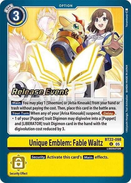 Unique Emblem: Fable Waltz, Cyber Eden Release Event Cards BT22-098 U
