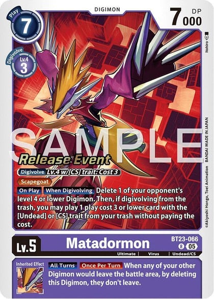 Matadormon, Hackers' Slumber Release Event Cards BT23-066 R