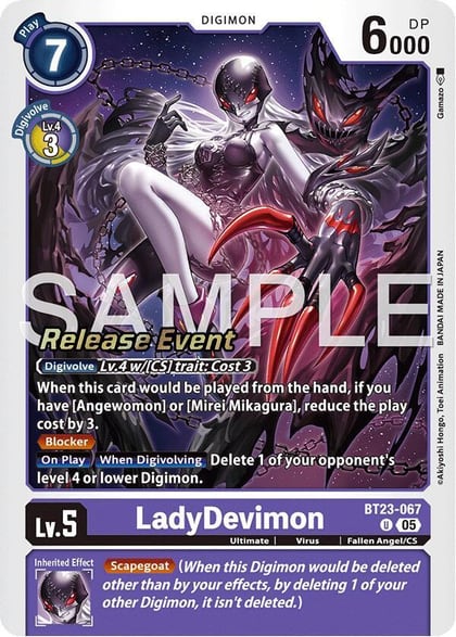 LadyDevimon, Hackers' Slumber Release Event Cards BT23-067 U