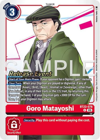 Goro Matayoshi, Hackers' Slumber Release Event Cards BT23-078 U
