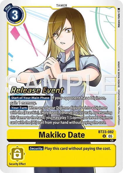 Makiko Date, Hackers' Slumber Release Event Cards BT23-082 U