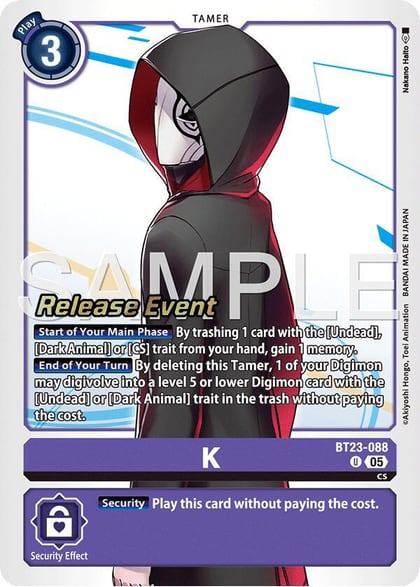 K, Hackers' Slumber Release Event Cards BT23-088 U