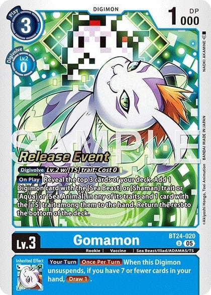 Gomamon, Time Stranger Release Event Cards BT24-020 U