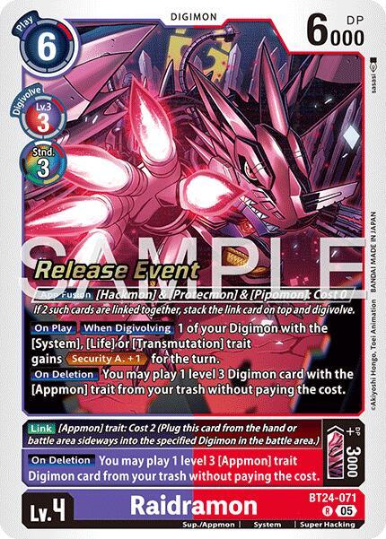 Raidramon, Time Stranger Release Event Cards BT24-071 R