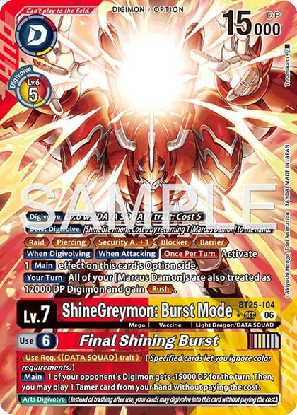 ShineGreymon: Burst Mode // Final Shining Burst (Alternate Art), Dual Revolution BT25-104 SEC