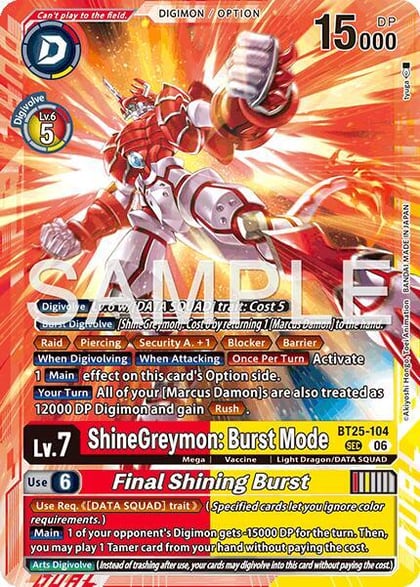 ShineGreymon: Burst Mode // Final Shining Burst, Dual Revolution BT25-104 SEC