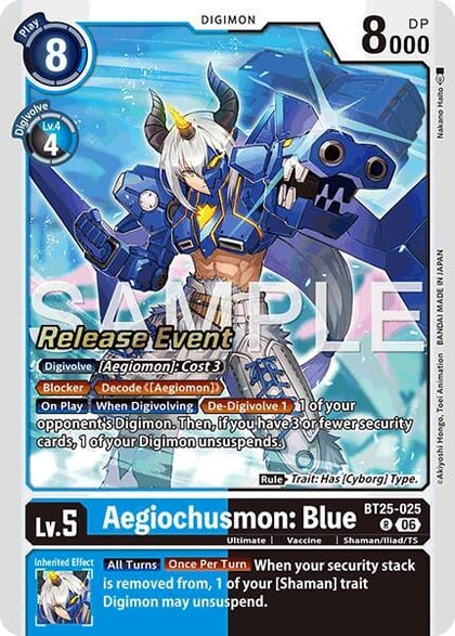 Aegiochusmon: Blue, Dual Revolution Release Event Cards BT25-025 R