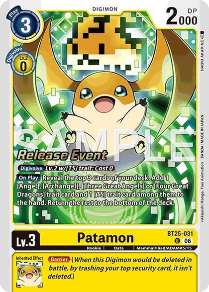 Patamon, Dual Revolution Release Event Cards BT25-031 U