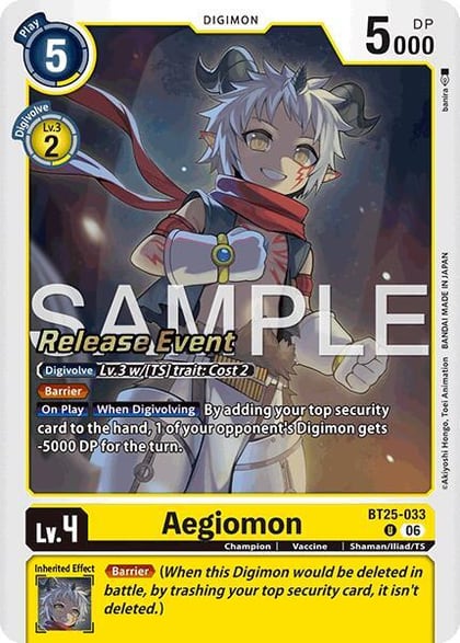 Aegiomon, Dual Revolution Release Event Cards BT25-033 U