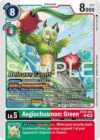 Aegiochusmon: Green, Dual Revolution Release Event Cards BT25-053 R